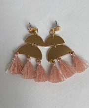 Load image into Gallery viewer, Stacked Moon Tassel Earrings
