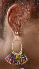 Load image into Gallery viewer, Long Hoop Tassel Earrings
